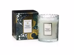 Voluspa Scalloped Edge Embossed Glass Candle - French Cade Lavender