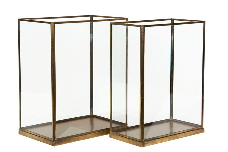 Lykta/Glas Cube Antik Mässing