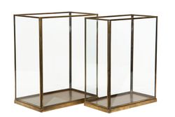 Lykta/Glas Cube Antik Mässing