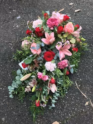 Låg droppformad dekoration - Röd & Rosa