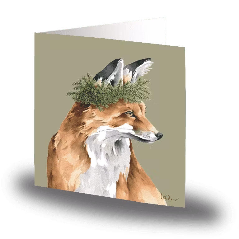 Cards by Jojo - Pine Wreath Fox - Stort kort