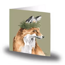 Cards by Jojo - Pine Wreath Fox - Stort kort