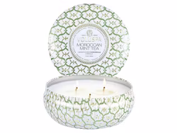 Voluspa 3-Wick Candle In Decorative Tin - Moroccan Mint tea