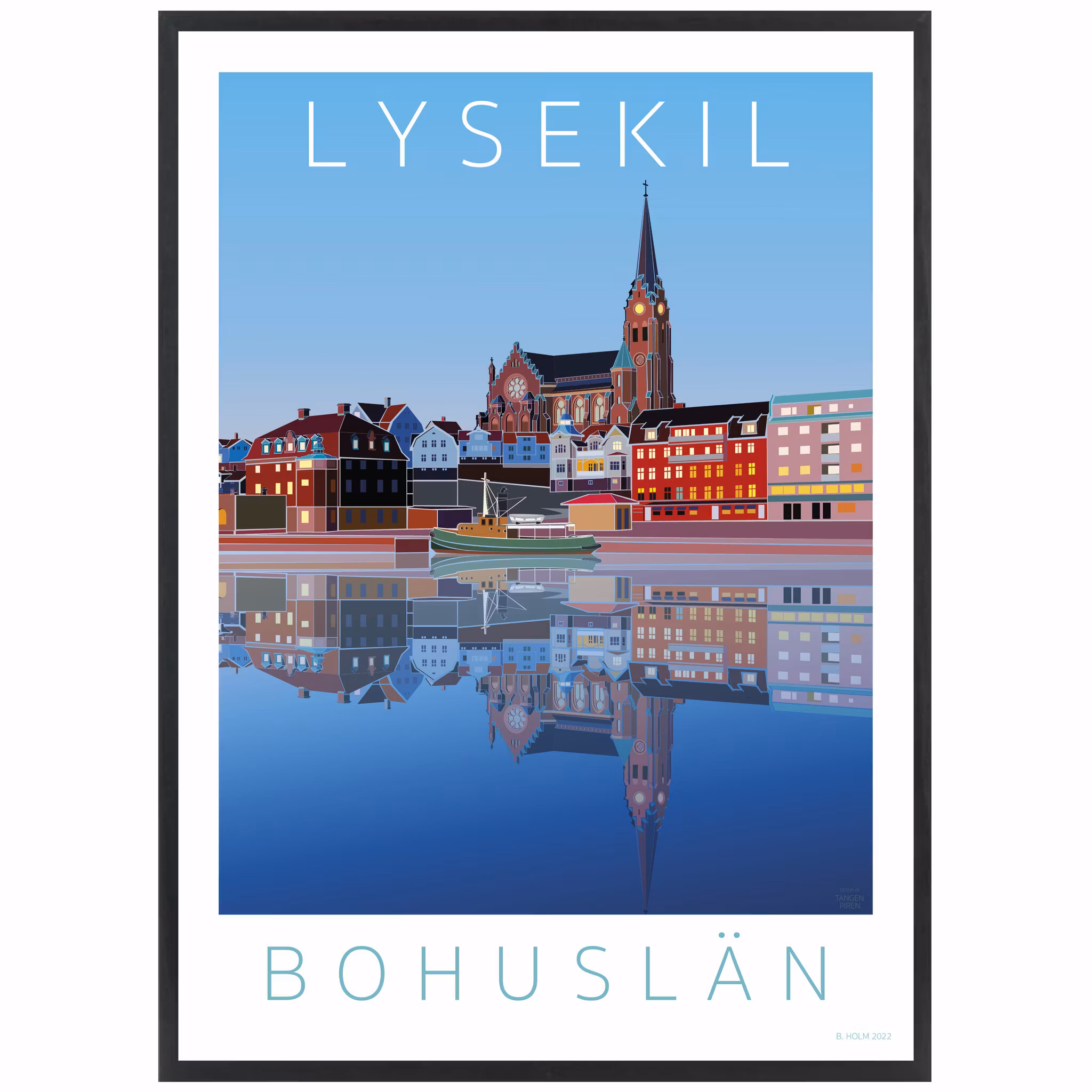poster Lysekil i Gryningsljus svart ram
