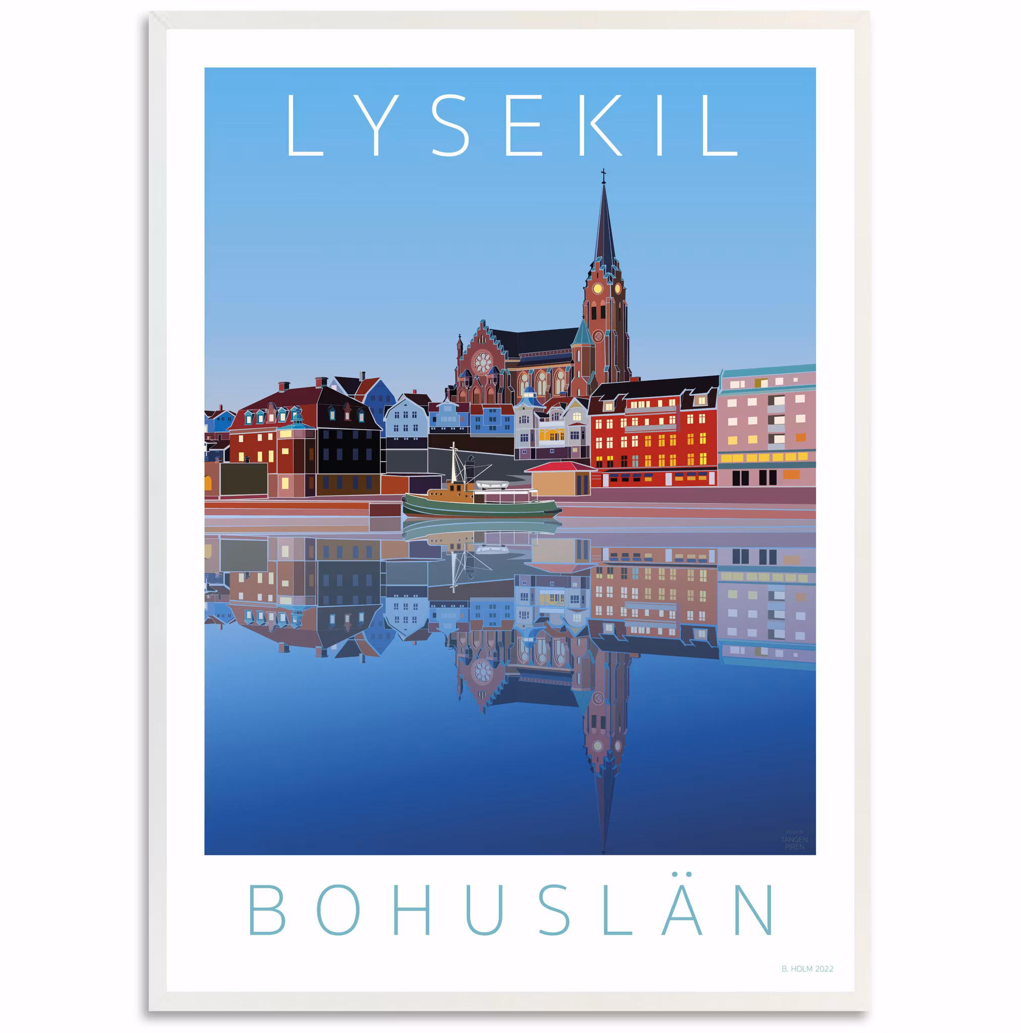 poster Lysekil i Gryningsljus vit ram
