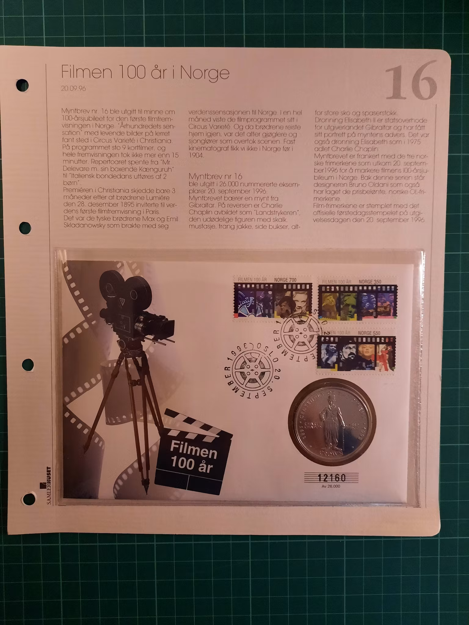 Myntbrev 16 Filmen 100 år i Norge
