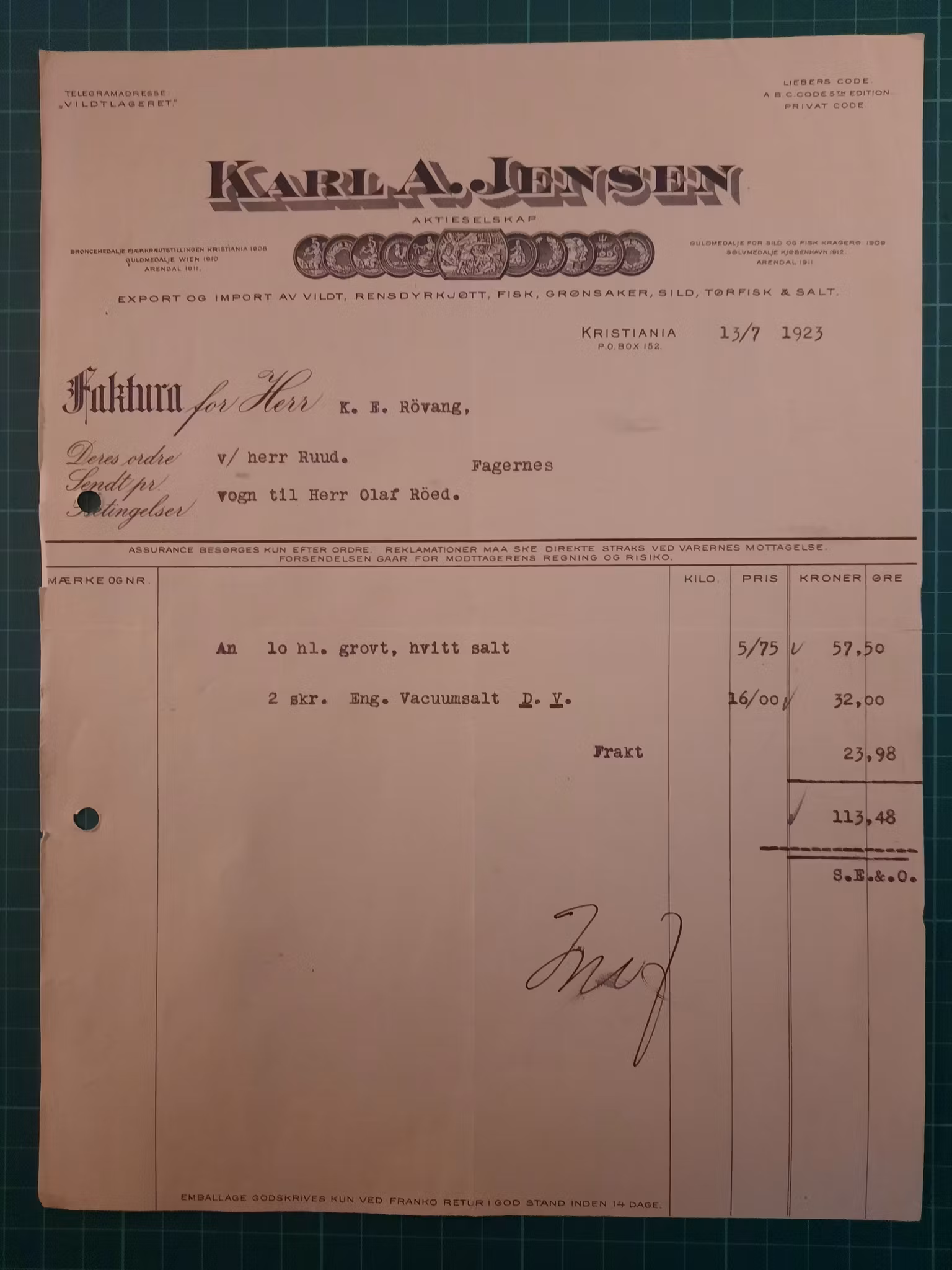 Faktura Jensen & Co 1940