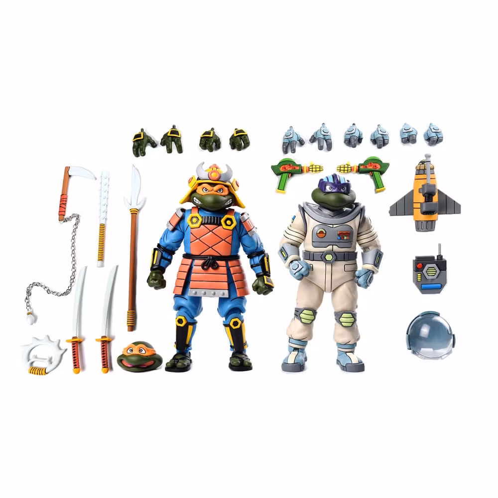 TMNT (Cartoon) Action Figure 2 Pack Space Adventure & Samurai Turtles 18 cm