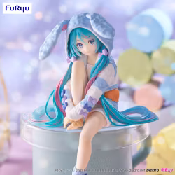 Hatsune Miku Noodle Stopper PVC Statue Hatsune Miku Rabbit Ear Hood Pajama Blue Color Ver. 14 cm