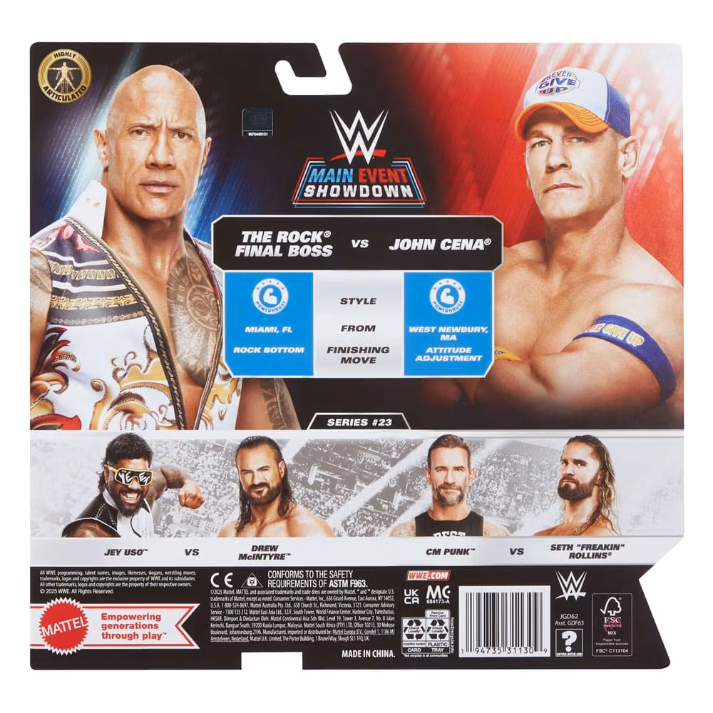 WWE Main Event Showdown Action Figures The Rock Final Boss vs John Cena 2-Pack 15 cm