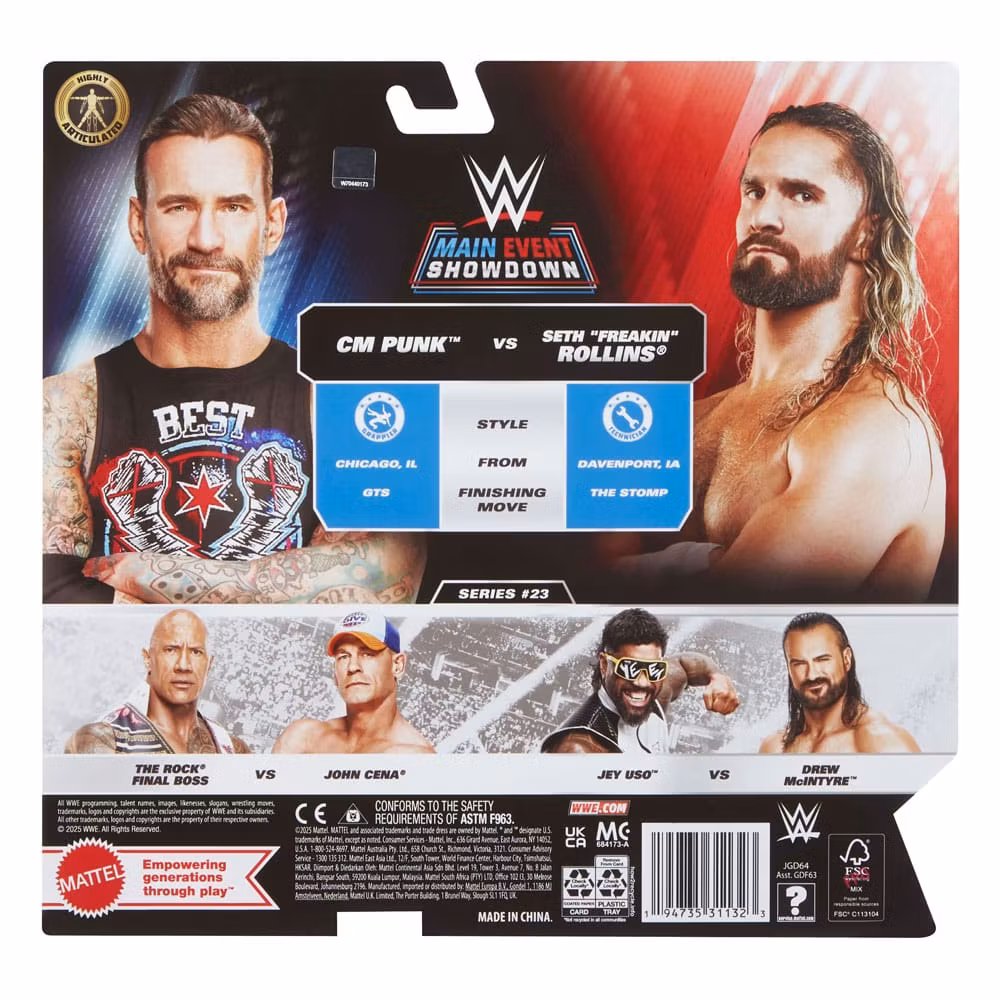 WWE Main Event Showdown Action Figures CM Punk vs Seth "Freakin" Rollins 2-Pack 15 cm