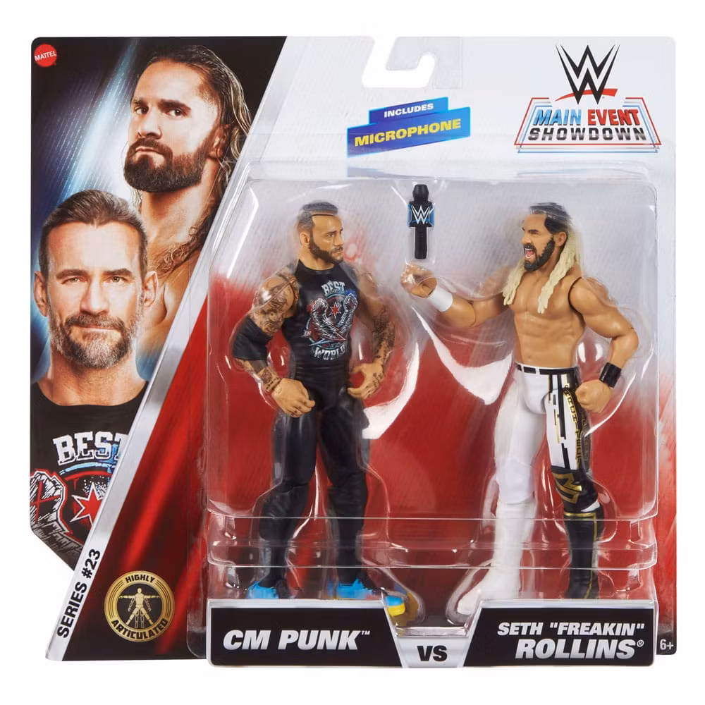 WWE Main Event Showdown Action Figures CM Punk vs Seth "Freakin" Rollins 2-Pack 15 cm