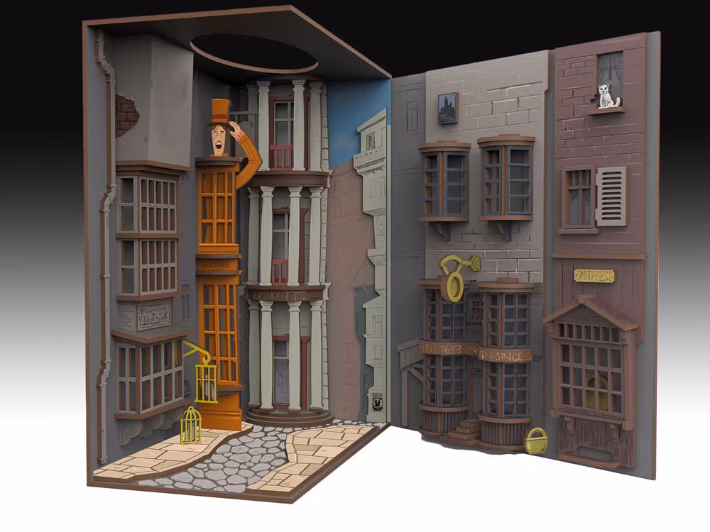 Byggesett Harry Potter Tiny Adventures Book Nook Mini Diorama Diagon Alley 23 cm med lys