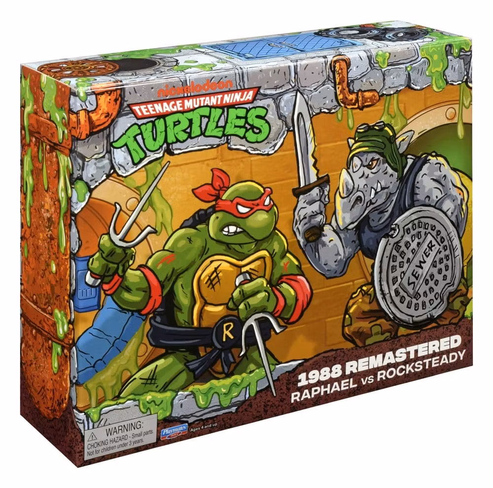 Teenage Mutant Ninja Turtles: Remastered Action Figures Raphael vs. Rocksteady (Totalpris 449,-)