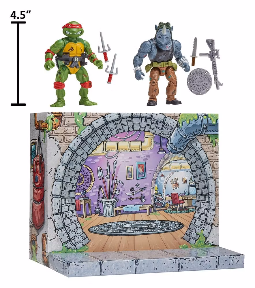 Teenage Mutant Ninja Turtles: Remastered Action Figures Raphael vs. Rocksteady (Totalpris 449,-)