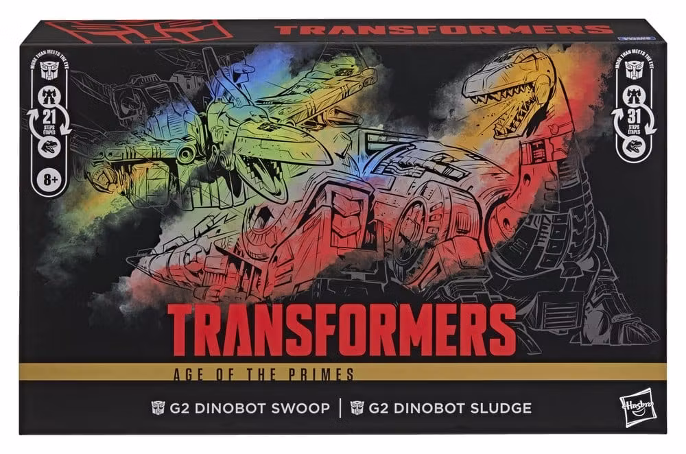 Transformers Age of the Primes Leader Class Action Figure 2-Pack G2 Dinobot Swoop & G2 Dinobot Sludge 19 cm (Transportskadet eske)