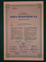 Aksjebrev Nora industrier 1984