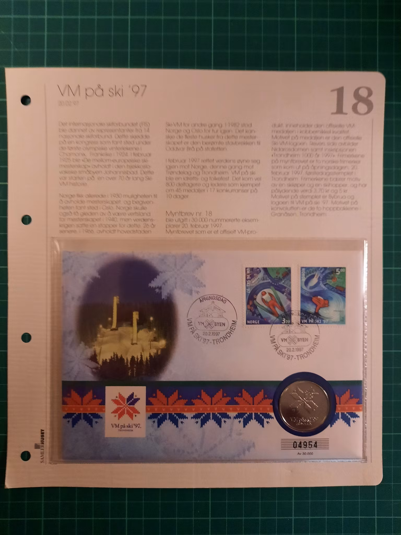 Myntbrev 18 VM på ski 1997