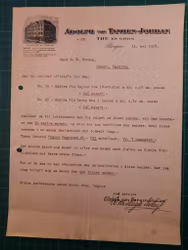 Faktura Adolph von Tangen-Jordan 1928