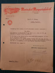 Faktura Mowinckels Margarinfabrik Bergen 1932