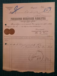 Faktura Porsgrunds mekaniske verksted 1915