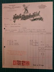 Faktura Gjøvik Mineralvandfabrik 1942 m/omsetningsmerker