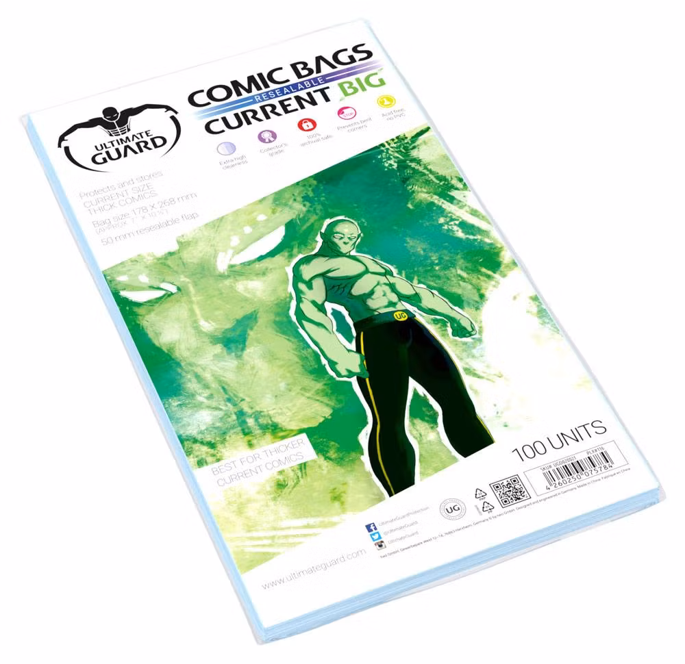 Ultimate Guard Comic Bags, tykk Current Size 17,5x26,8 cm cm (flergangsbruk)
