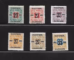 Frimerker Danmark 1918 27 øre provisorer avisporto postfriske