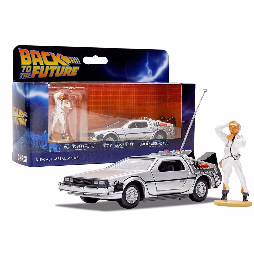 Corgi Back to the future DeLorean og Doc Brown Figur 1:36