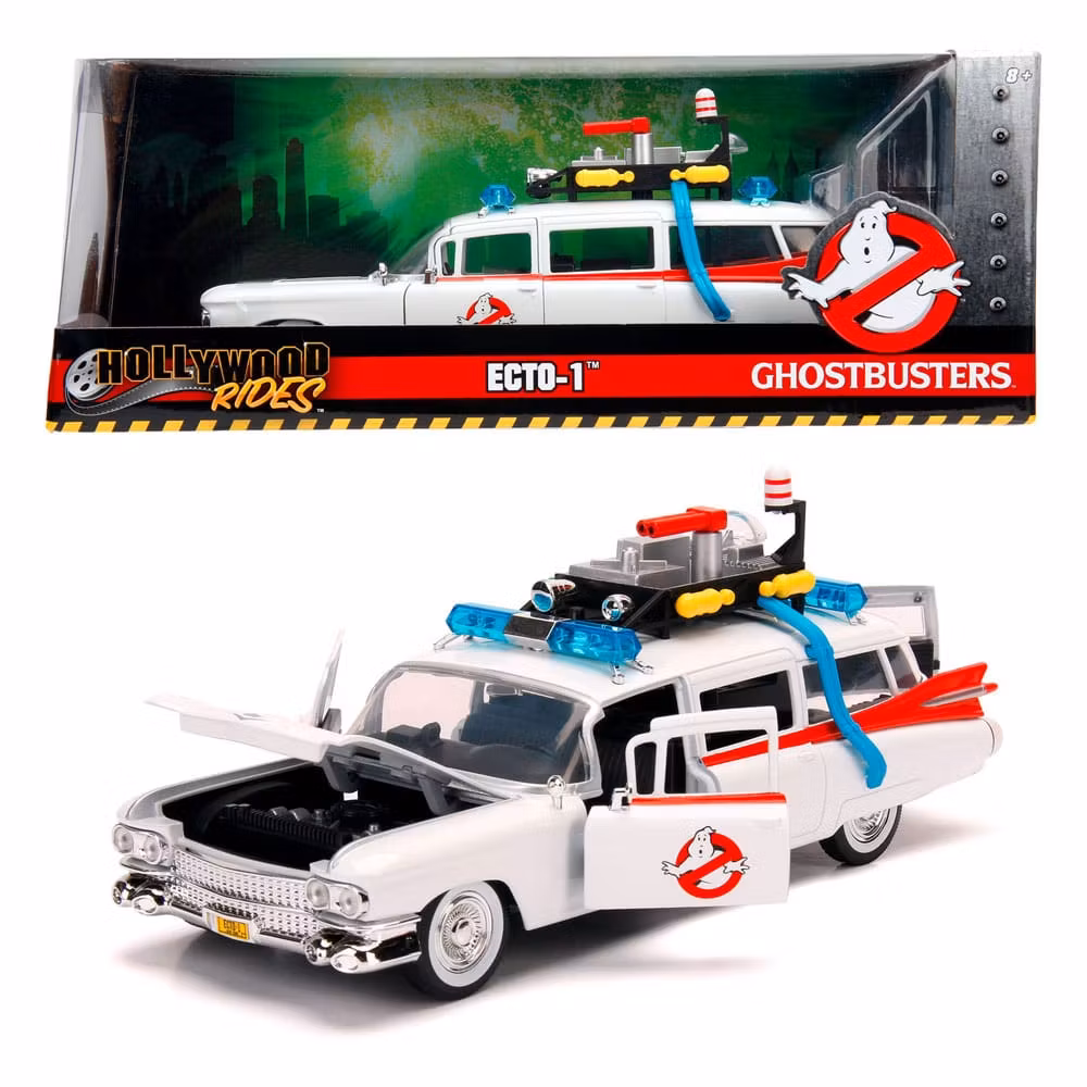 Jada : Ghostbusters Diecast Model 1/24 Ectomobile ECTO-1 (Forhåndsbestilling)