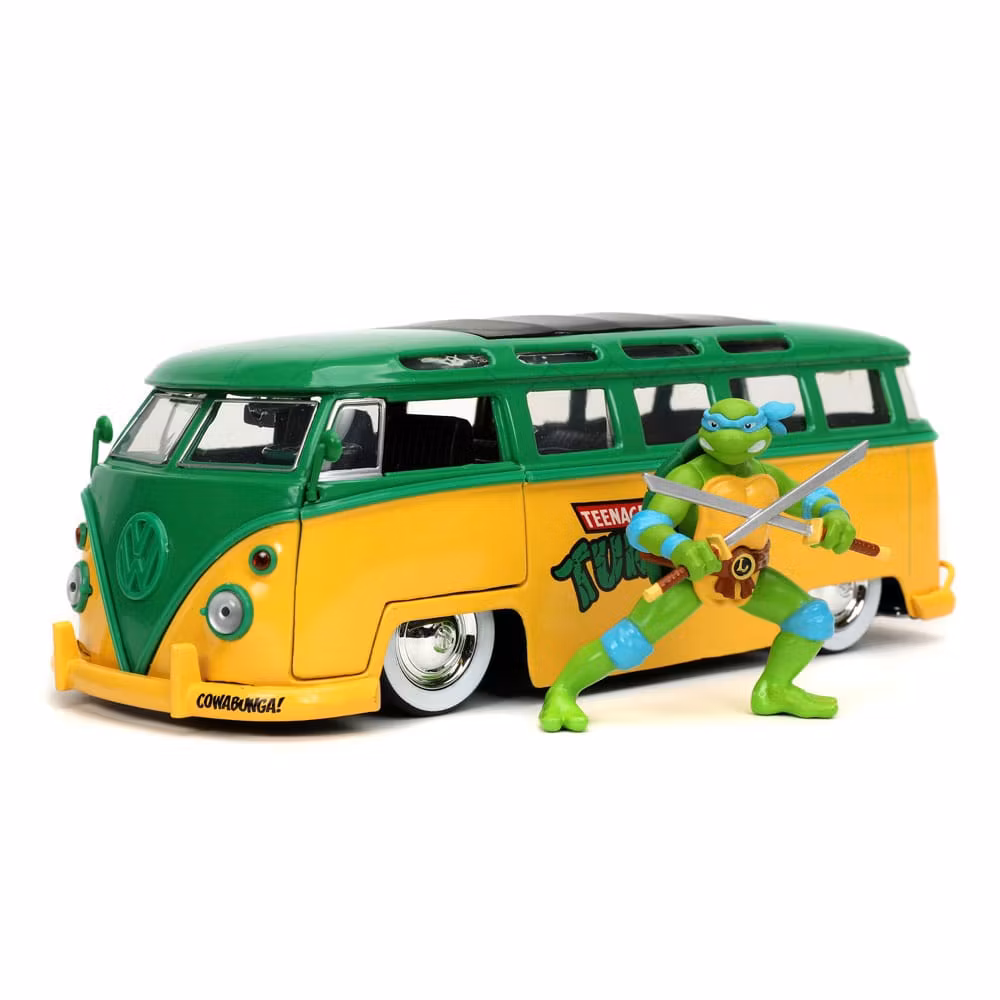 Jada : Teenage Mutant Ninja Turtles Diecast Model 1/24  Leonardo & VW Samba Buss