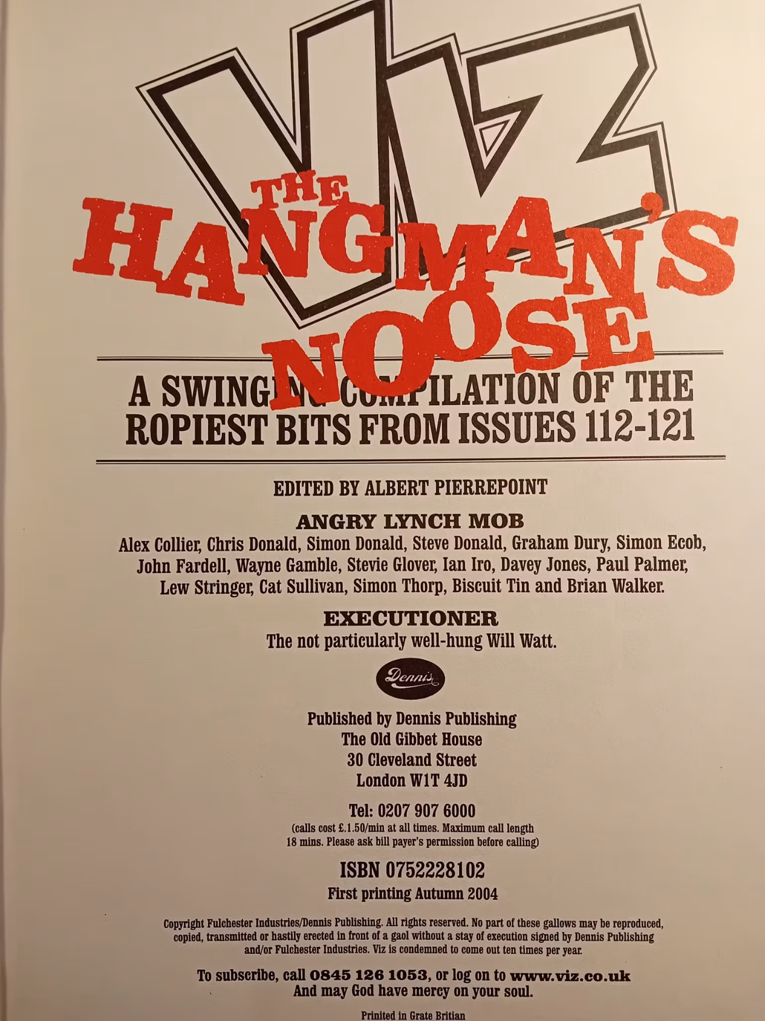 VIZ, the hangman's noose (UK)