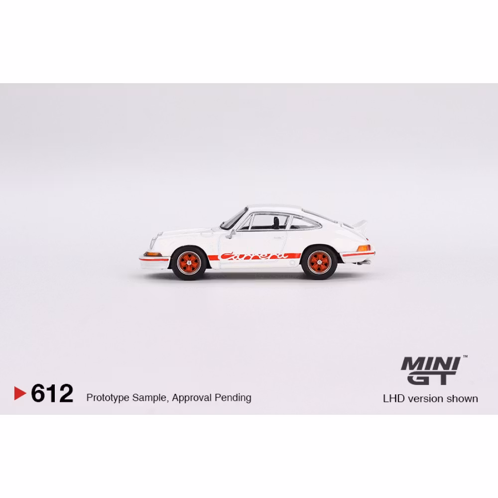 MINI GT 1:64 Porsche 911 Carrera RS 2.7 Grand Prix White with Red Livery