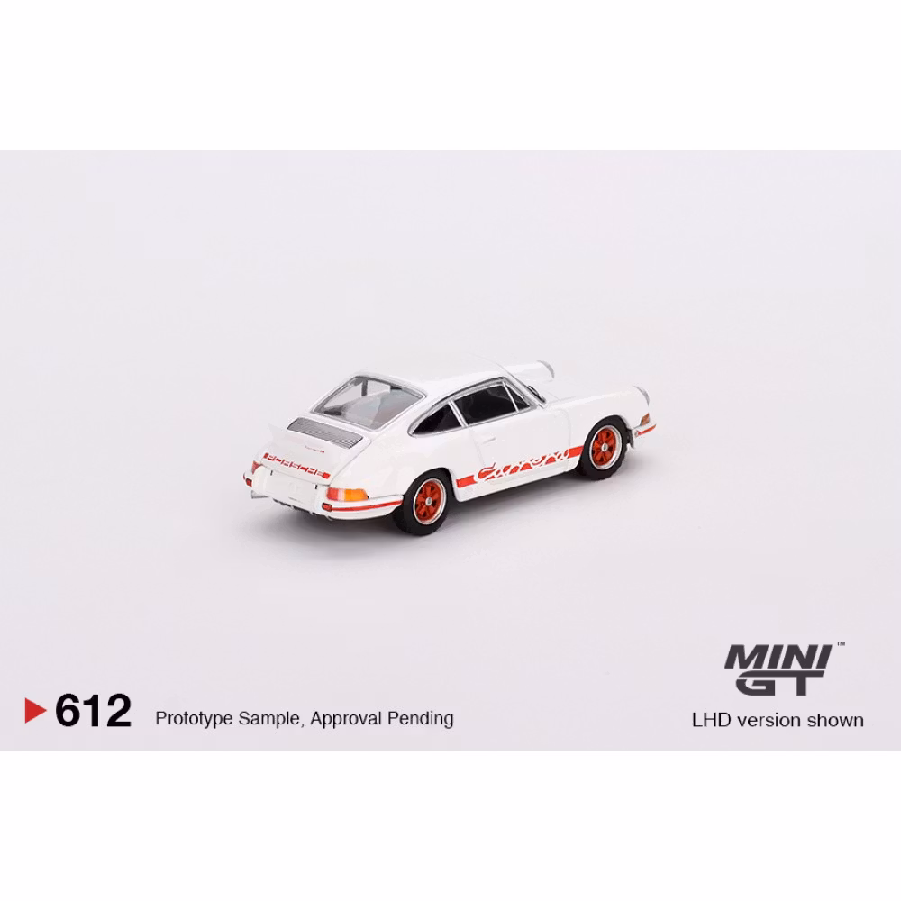 MINI GT 1:64 Porsche 911 Carrera RS 2.7 Grand Prix White with Red Livery