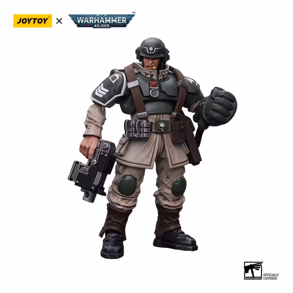 Warhammer 40k Action Figure 1/18 Astra Militarum Cadian Command Squad Veteran Sergeant with Power Fist 12 cm