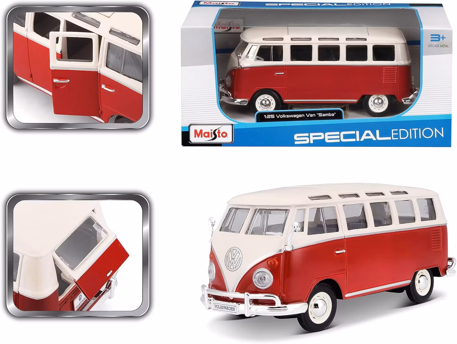 Volkswagen Van Samba Rød 1:24
