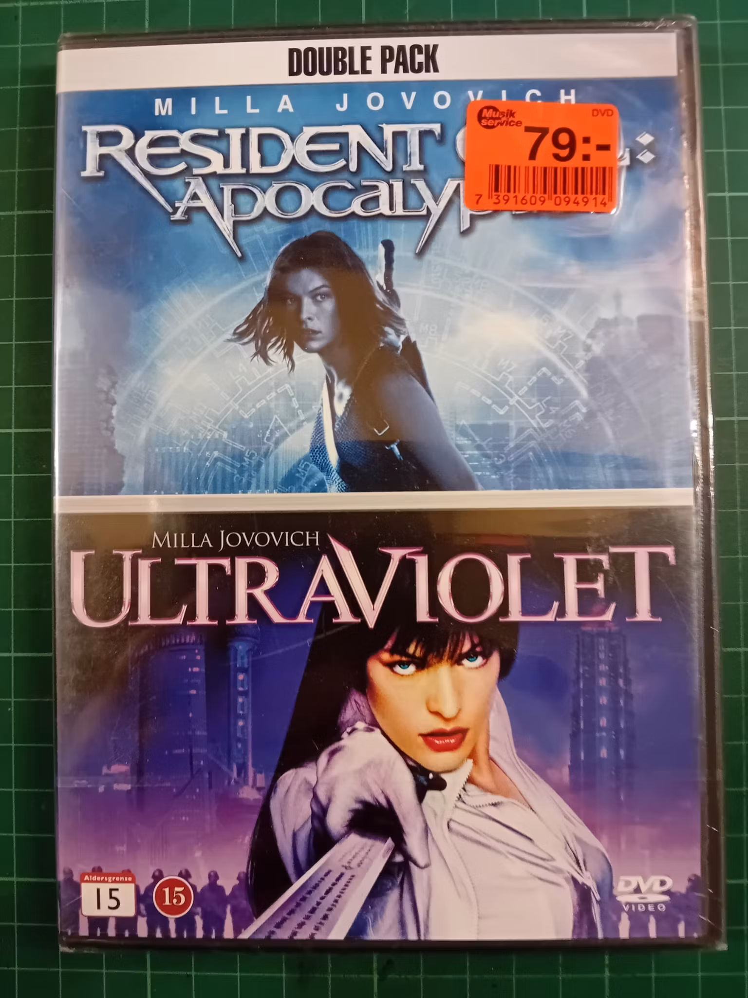 DVD : Resident evil Apocalypse + Ultraviolet (forseglet)