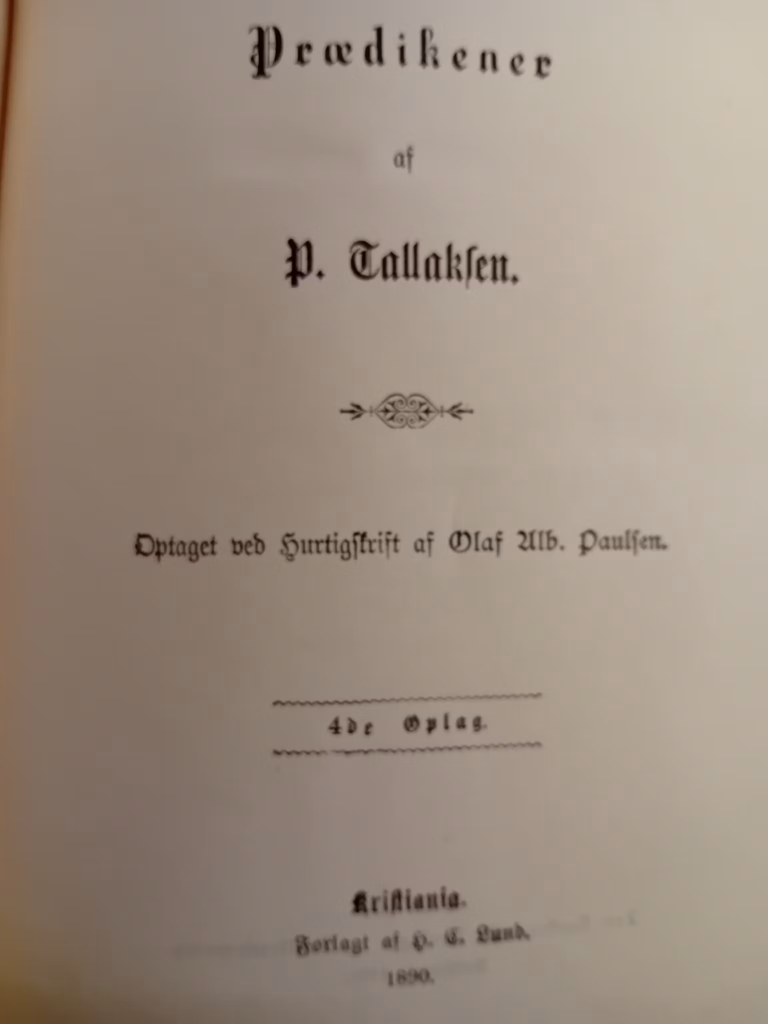 Prædikener af P. Tallaksen (1890 utgave)