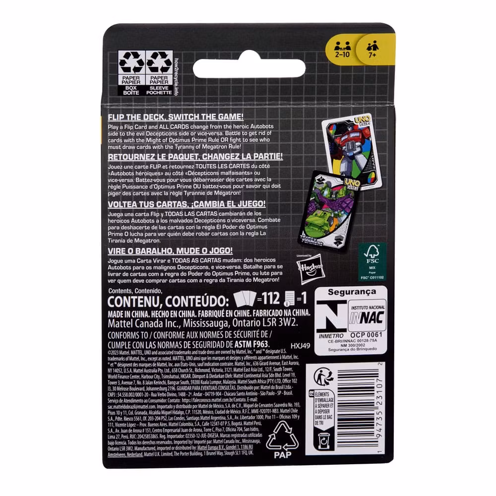 Transformers UNO Flip! Card Game (Totalpris 189,-)