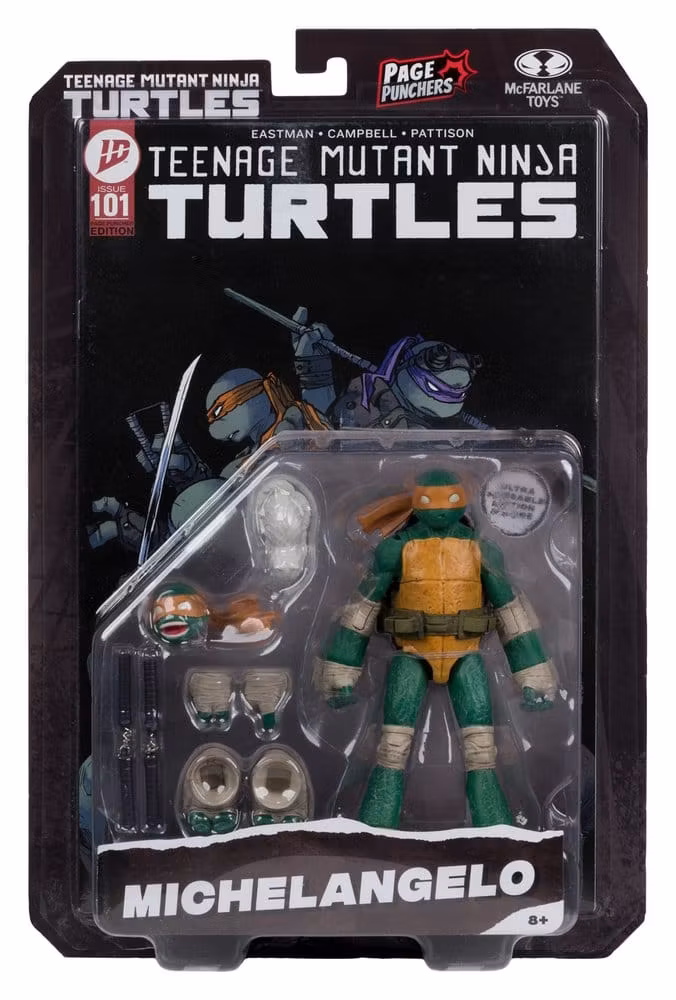 Teenage Mutant Ninja Turtles Page Punchers Action Figure Michelangelo 13 cm m/tegneseriehefte