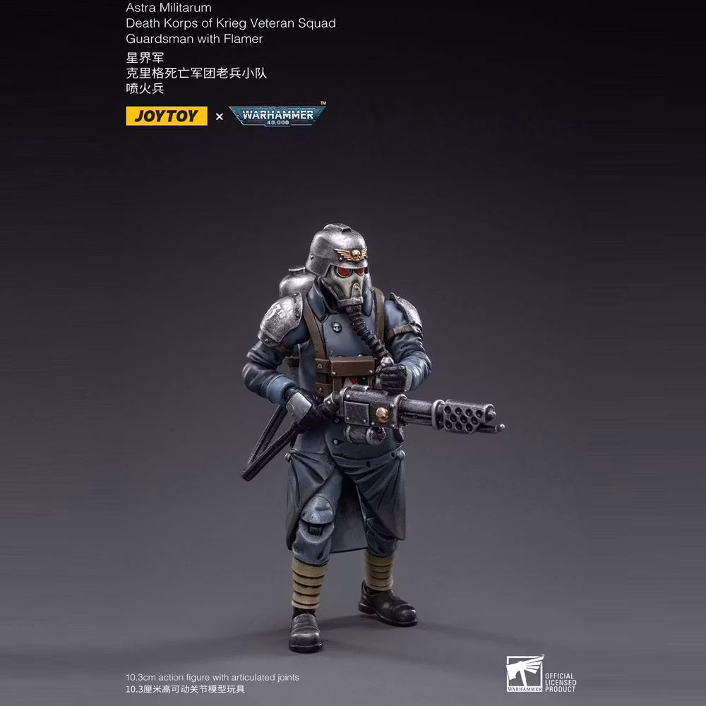 Warhammer 40k Action Figure 1/18 Death Korps of Krieg Veteran Squad Guardsman with Flamer 10 cm (Totalpris 429,-)