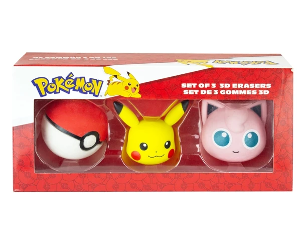 Pokemon 3D viskelær 3-pack