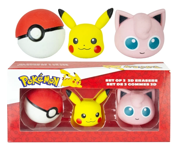 Pokemon 3D viskelær 3-pack