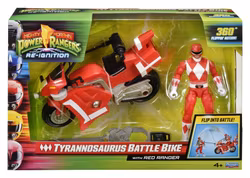 Mighty Morphin Power Rangers Battle Bike Vehicle Tyrannosaurus Rex with Red Ranger 18 cm (Totalpris 398,-)