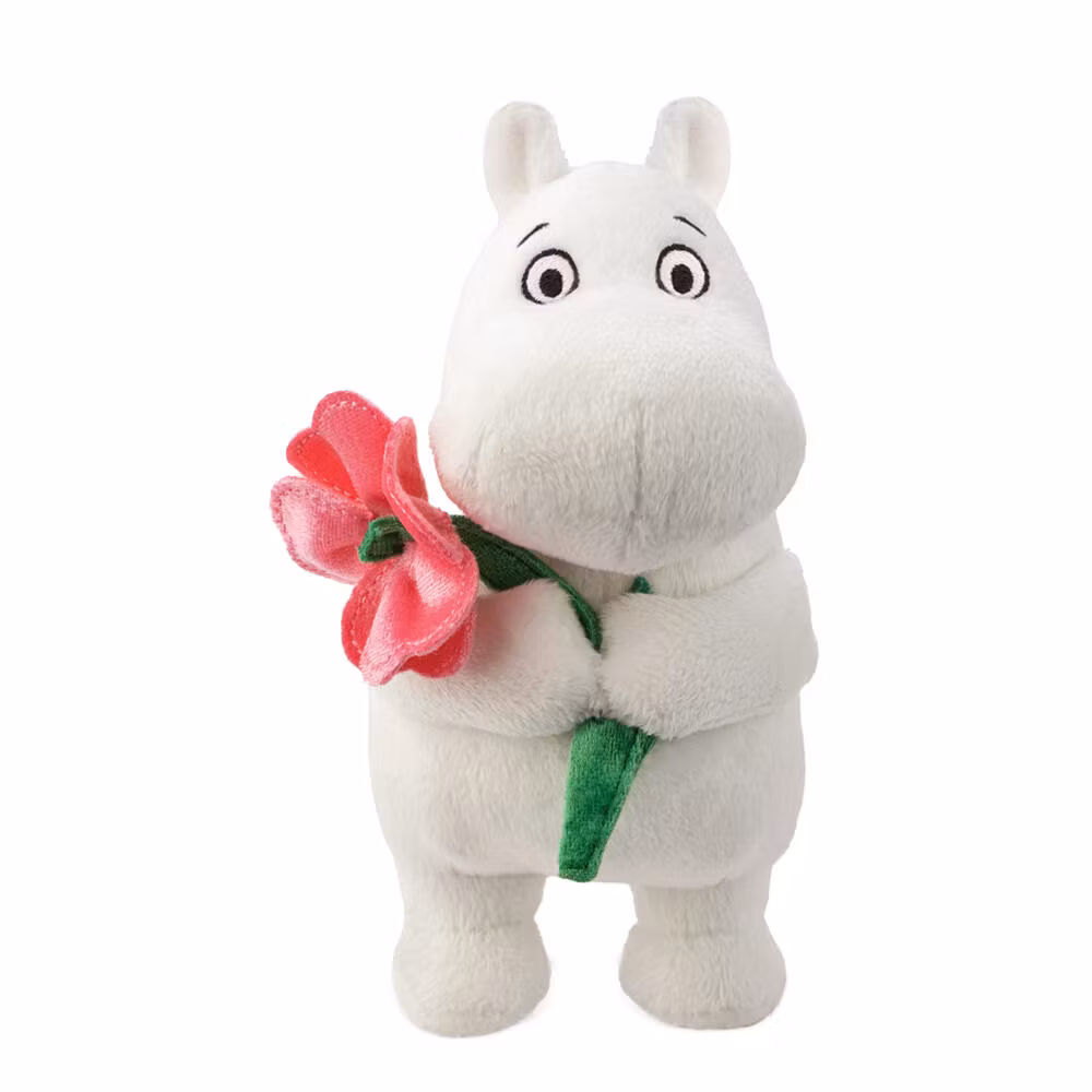 Mummitrollet Bamse : Mummitrollet med Rosa blomst 17cm