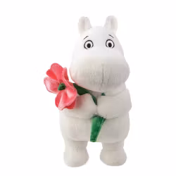 Mummitrollet Bamse : Mummitrollet med Rosa blomst 17cm