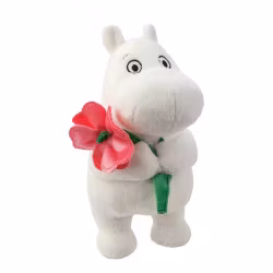 Mummitrollet Bamse : Mummitrollet med Rosa blomst 17cm