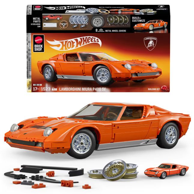 Mattel Brick Shop Hot Wheels Premium 1971 Lamborghini Miura P400 SV (Totalpris 1.995,-)