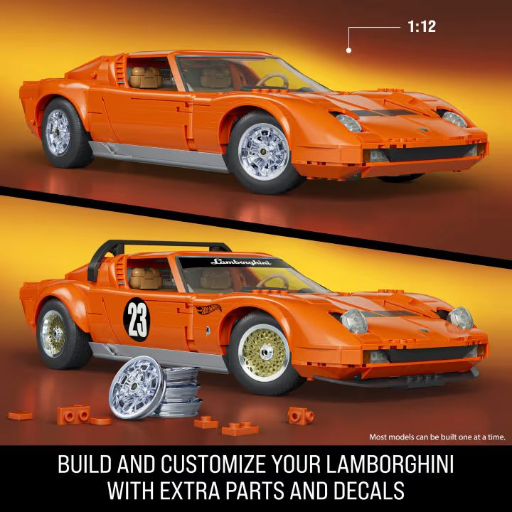 Mattel Brick Shop Hot Wheels Premium 1971 Lamborghini Miura P400 SV (Totalpris 1.995,-)