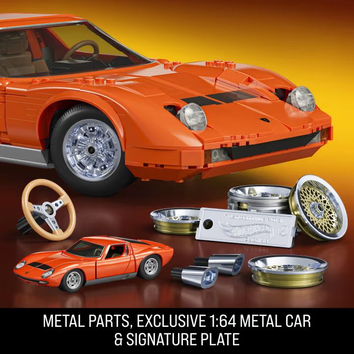 Mattel Brick Shop Hot Wheels Premium 1971 Lamborghini Miura P400 SV (Totalpris 1.995,-)